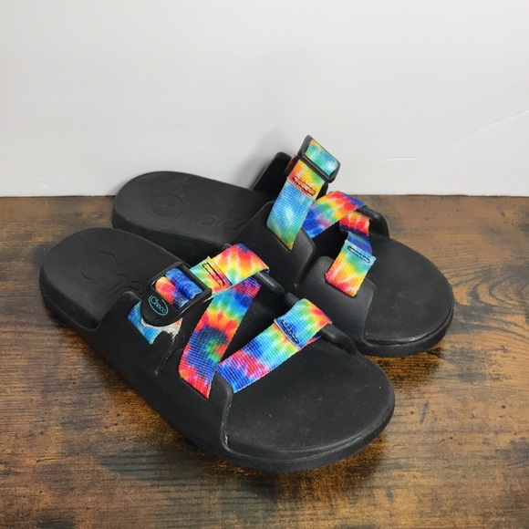 Chaco Chillos Tie Dye Slip On Slide Strapped Sandals Kids size 4 - Picture 1 of 9